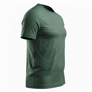 Men Regular Fit Solid Green Quick Dry Short Sleeve O-Neck T-<b>Shirt</b> Casual Knitted <b>100</b>% <b>Polyester</b> Blank Design - Product Image 3