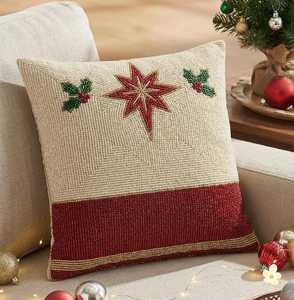 Funda de cojín con cuentas – Color rojo y crema – Cojín decorativo – Decoración del hogar, regalo de Navidad, diseño minimalista - Product Image 3