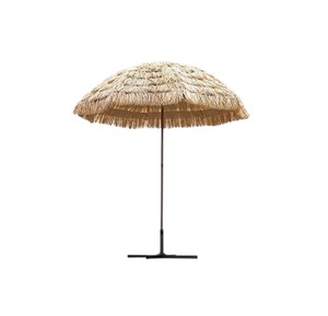 Sombrilla de Hojas de Palma Tropiccal con Poste de Bambú Rústico - Parasol Estilo Tiki con Base Metálica Cruzada para Patio - Product Image 2