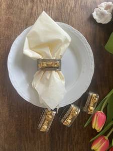 Vintage Goldtone <b>Bow</b> Napkin Rings Set of 4 German Metal Napkin <b>Holders</b> Mid Century Dining Table Decor - Product Image 4