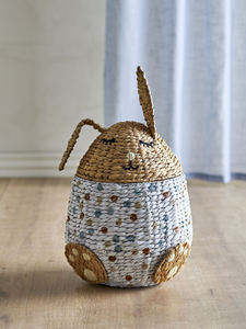 Sisu Handicraft Joyful Rabbit Shape Natural Rattan Eco-Friendly <b>Easter</b> <b>Basket</b> <b>Gift</b> Decorative Toy Holder with Handle for Kids - Product Image 1