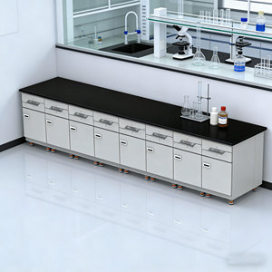 Banco da Lavoro Laterale in Acciaio per Laboratorio, Sistema di Arredamento da Laboratorio a Pavimento con Piani di Lavoro e Armadietti Personalizzati per Progetti di Ingegneria - Product Image 5