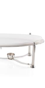 Modern Oval Stainless Steel <b>Chafing</b> Dish Four Metal Pillers White Metal Tray <b>Fuel</b> Holders-Eco Friendly Durable for Middle East - Product Image 3