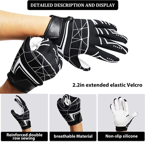 <b>Football</b> <b>Gloves</b> for <b>Youth</b> & Adults, Receiver <b>Gloves</b> with Silicone Grip Palm, Breathable Flexible Fit for Practice and Game Day - Product Image 4