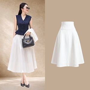 Jupe midi évasée blanche élégante pour femme, taille haute, décontractée, pour le bureau, conception personnalisée ODM OEM RYAN - Product Image 1