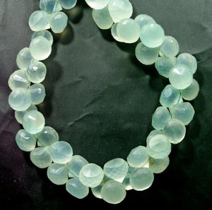 ลูกปัดพลอยแคลเซโดนีสีน้ำทะเลธรรมชาติทรงเหลี่ยม ร้อยเป็นเส้น สำหรับทำเครื่องประดับ ขายส่ง - Product Image 1