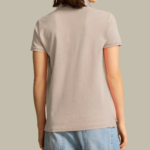 เสื้อโปโลผู้หญิงสีเบจ แขนสั้น ผ้าฝ้าย 100% ผ้าปิเก้ ทรงลำลอง ใส่สบาย - Product Image 3
