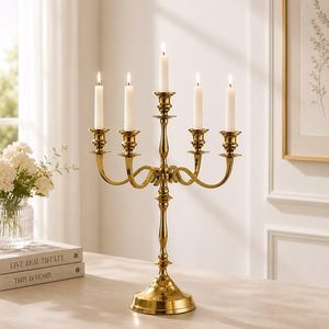 Luxury High Quality Aluminum Durable Minimalist Candle Holders Wedding Home Decor Tall 3/5 Arm <b>Gold</b> <b>Candelabra</b> Centerpieces - Product Image 2