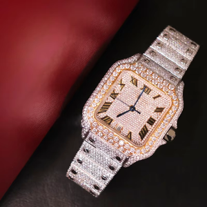 Wholesale Stainless Steel Roman Dial Bust Down Automatic WatchFully Iced Out Moissanite Diamond Studded <b>Watch</b> - Product Image 4