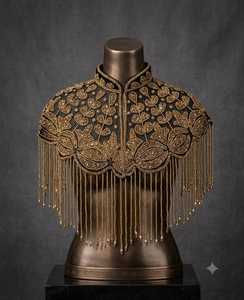 Adult Polyester Beading Cape Floral Embroidery Decorative <b>Wrap</b> <b>Wedding</b> Party Wear COTTON COUTURE Brand From Uttar Pradesh - Product Image 1