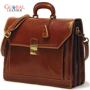 17 Inches Brown Leather High Quality GLOBAL LEATHER Casual Laptop <b>Bag</b> Waterproof Quick Dry Breathable Design Shoulder Carrying - Product Image 1