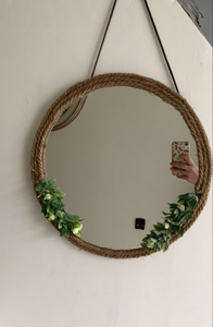 Miroir mural élégant en bois d'acacia et résine pour salon, chambre, couloir, décoration élégante pour la maison, miroir en bois - Product Image 2