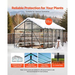 Invernadero de Policarbonato Resistente de 8 x 10 Pies con Ventilaciones Ajustables y Puerta con Cierre de Empuje y Tracción, de Fácil Montaje para Jardines Exteriores - Product Image 5