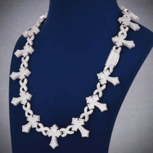 Collar cruzado infinito estilo hip hop RTS, completamente cubierto de piedras, hecho a medida, plata de ley 925, piedras de moissanita D VVS, probado con el equipo de prueba. - Product Image 6