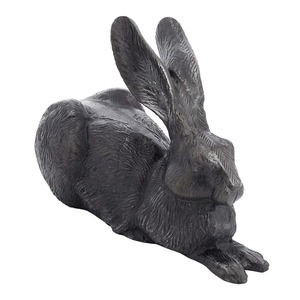 Sculpture de lapin noir faite à la main, décoration de table contemporaine, figurine artistique pour salon - Product Image 3