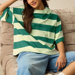 T-shirt ample en toile pour femme, manches courtes, couleur personnalisable, respirant, 100% coton, haute qualité - Product Image 5