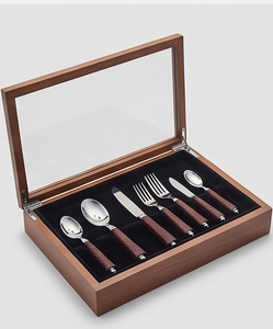 Ensemble de couverts jetables en acier inoxydable marron avec têtes en métal argenté pour la maison, les restaurants, les cafés et l'usage quotidien - Product Image 2