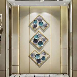 Daystar Trade Metal Wall Art Abstract Geometric Single-piece Wall Sculpture Floral Pattern Blue <b>Decorative</b> <b>Accents</b> Modern - Product Image 3