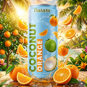 OEM/ODM Agua de Coco 100% Pura y Fresca con Sabores a Naranja, Durian y Kumquat, Lata Esterilizada de 330 ml, Venta al por Mayor, Alta Calidad - Product Image 1