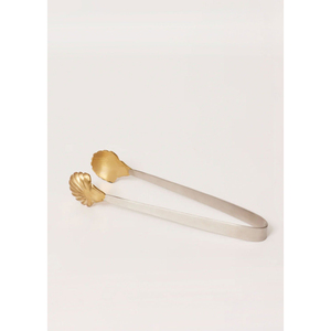 Pinzas de Cocina Multiusos de Acero Inoxidable de la Mejor Calidad, Acabado Mate Plateado, Diseño de Concha Dorada, Pinzas para Servir - Product Image 1