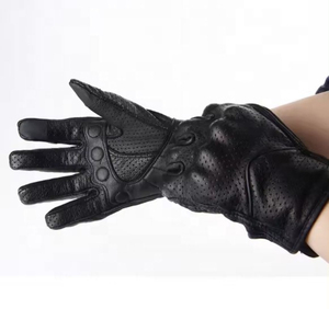 Guantes de Motocicleta de Cuero Negro, Transpirables, Perforados, Protección Completa para los Dedos, Equipo de Conducción - Product Image 5