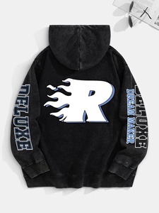 Sudadera con Capucha Extra Grande, Estilo Vintage, Lavado Ácido, Tejido Grueso, con Logotipo Personalizado, Sudadera Urbana para Hombre, Cómoda, de Algodón - Product Image 3