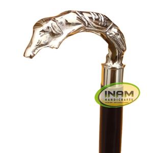 Belle et vintage style bâton de marche en bois poignée de chien en laiton/canne de marche en bois pour personnes âgées avec poignée de chien en laiton design - Product Image 1