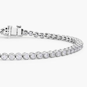 7" Four Prong Lab Grown Diamond Tennis Bracelet with Filled <b>Stones</b> in 14K White Gold Luxury Women's Jewelry - Product Image 4