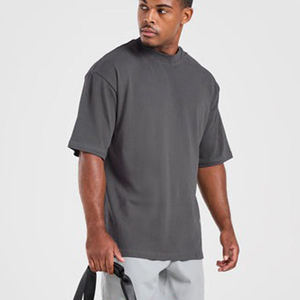 T-shirt en coton surdimensionné à épaules tombantes pour homme de qualité supérieure, logo brodé personnalisé, graphique, séchage rapide, respirant, écologique - Product Image 3