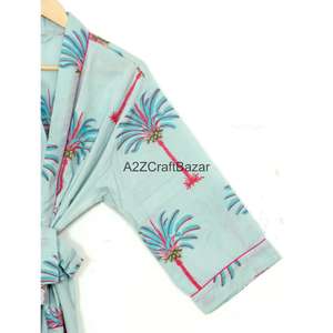 Ensemble de pyjama pour femme en coton 100% pur, élégant, luxueux, ample, imprimé numérique floral, style indien, pour demoiselle d'honneur, vente en gros - Product Image 4