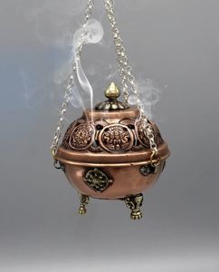 Hanging Brass <b>Incense</b> Burner Floral Carvings Hand-Made Eco-Friendly Indian <b>Incense</b> for Religious Use Chinese Style Aromatherapy - Product Image 1