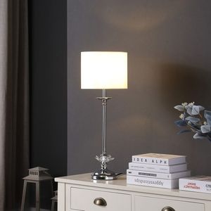 Lampada da Tavolo in Metallo Cromato con Motivi Floreali da 25,5 Pollici, Design in Cristallo per Buffet - Product Image 4