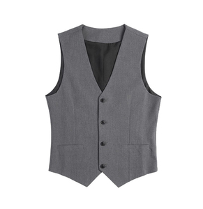 Chaleco Formal de Negocios para Hombre, Personalizado, con Cuello en V, Corte Entallado, Diseño a Cuadros, Tela de Lana, Impermeable, para Invierno - Product Image 1