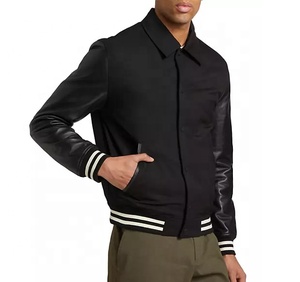 Premium Quality Best Selling 100% Wool Material Custom Made Plus Size Men Wool Varsity <b>Jacket</b> With <b>Leather</b> Sleeves - Product Image 3