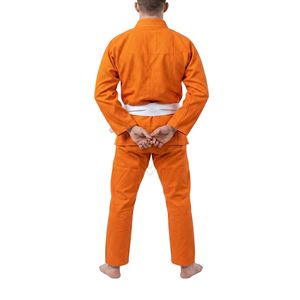 Ensemble d'uniformes de karaté orange pour arts martiaux, tenue d'entraînement légère en tissu mélange coton-polyester, veste à col en V croisé et pantalon long - Product Image 2