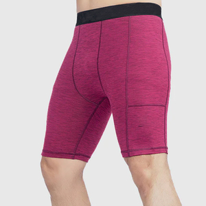 Shorts de compression taille haute pour hommes, couleur unie, style sportif, séchage rapide, en Spandex et Polyester, taille élastique, design tricoté - Product Image 6