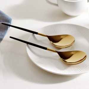 Nouvel ensemble de cuillères à salade en acier inoxydable plaqué or rose, nouveau design, cuillère de service lavable au lave-vaisselle pour cuisines et hôtels - Product Image 4