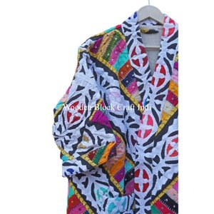 Unique Handmade Vintage Japanese Floral cutwork <b>Kimono</b> <b>Robe</b> Women Bohemian short Summer Wedding Jacket Bikini Cover Drawstring - Product Image 6