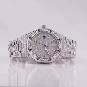 Reloj Cuadrado de Lujo con Diamantes de Moissanita y Cuarzo, Chapado en Oro Blanco, Resistente al Agua 10 Bar, Totalmente Cubierto de Diamantes con Claridad VVS, Esfera con Barra, para Hombre y Mujer - Product Image 2
