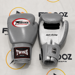 Gants de boxe Twins Air Flow Muay Thai jaunes et blancs, toutes couleurs et tailles disponibles, en cuir de vachette véritable, personnalisés, pour le sparring. - Product Image 4