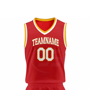 Conjunto de Uniforme de Baloncesto Rojo Personalizado con Nombre de Equipo y Número 00 para Hombre, Ropa Deportiva Transpirable de Poliéster con Impresión por Transferencia de Calor de Alta Calidad - Product Image 3