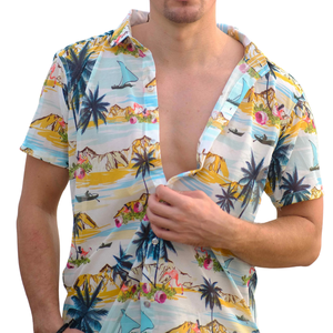 Chemise à manches courtes à fleurs hawaïennes pour homme, coupe régulière, coton léger, vacances à la plage, décontractée, vêtements d'été - Product Image 6
