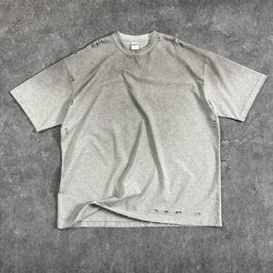 Camiseta de Tejido de Punto Desgastado, Corte Holgado, Impresión Serigráfica Personalizada - Product Image 1