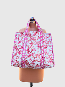 Bolso de mano de algodón con estampado floral, estilo moderno, para compras, para todas las estaciones - Product Image 1