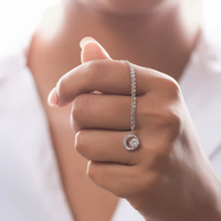 Collier pendentif de fiançailles en argent 925, forme de lune, moissanite D VVS1, bijoux fins personnalisés, style minimaliste, pour cadeau
