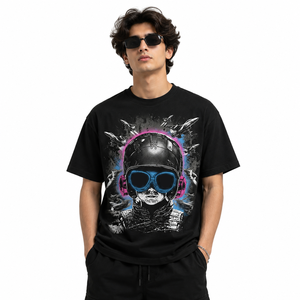 T-shirt en coton imprimé tendance, style vintage, manches courtes, effet délavé, imprimé graphique, unisexe, confortable à porter - Product Image 5