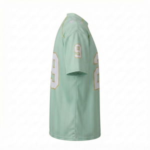 Maillot de football personnalisé à rayures vert menthe, manches courtes, col en V, chemise de sport athlétique, vente en gros OEM, uniforme d'équipe respirant - Product Image 2