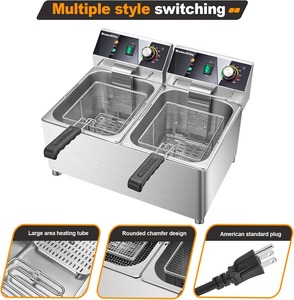 หม้อทอดไฟฟ้าสำหรับไก่งวง หม้อทอดแบบมืออาชีพพร้อมตะกร้าและตัวตั้งเวลา ความจุ 26 ลิตร หม้อทอดแบบลึก ถังคู่ปรับระดับได้ - Product Image 6