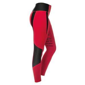 Women High Waist Printed Knitted Leggings Mesh Panel Cutout Design Ankle Length Breathable Color Blocking Horse Riding Pants - Product Image 3