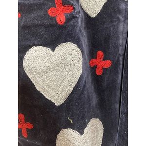 <b>Women</b> Y2K Velvet Suzani <b>Jacket</b> Mandarin Collar Blue Heart Red Cross Embroidery Long Sleeve 100% Cotton <b>Summer</b> Autumn Winter Coat - Product Image 4